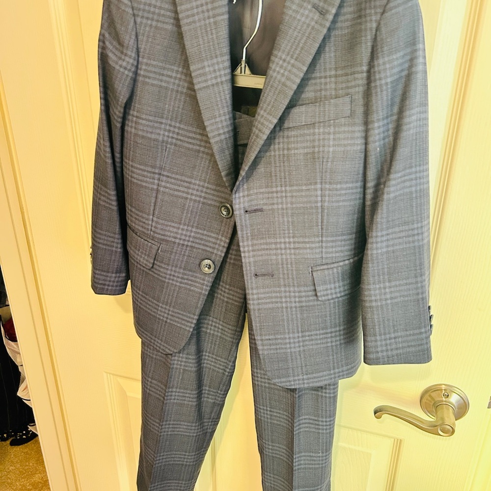 Boy Michael Kors navy blue Plaid Kids Suit